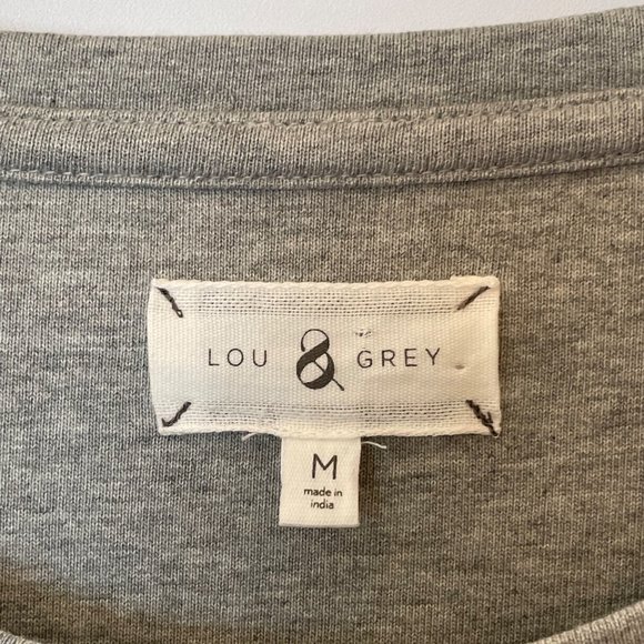 Lou & Grey Womens Size M Gray Knit Dress Slouchy Puffy Sleeves Mini 100% Cotton - Picture 7 of 12